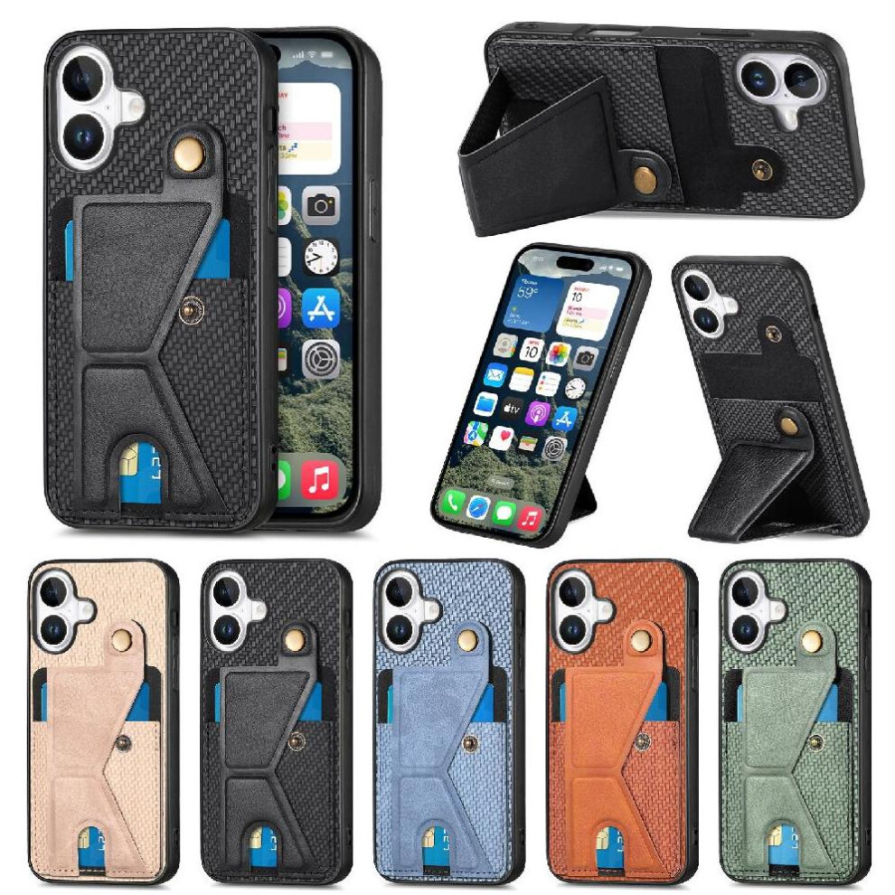 (Black) Case For Iphone 16 Cardholder Bracket Magnetic Design Stand Function Black 764563743261