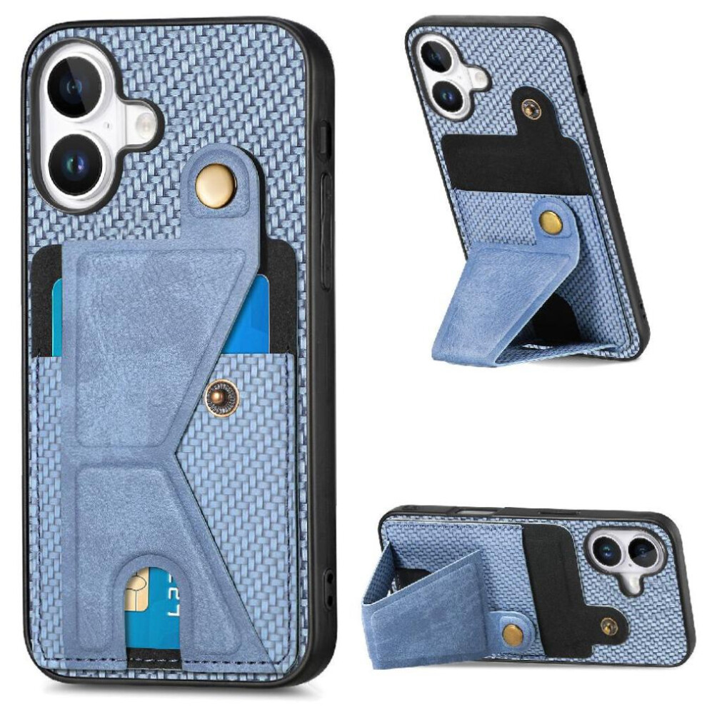 (Blue) Case For Iphone 16 Cardholder Bracket Magnetic Design Stand Function Blue 764563743278