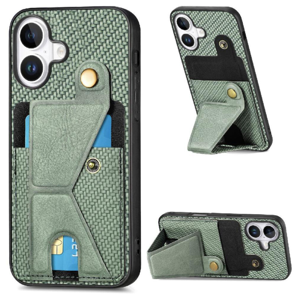 (Green) Case For Iphone 16 Cardholder Bracket Magnetic Design Stand Function Green 764563743292