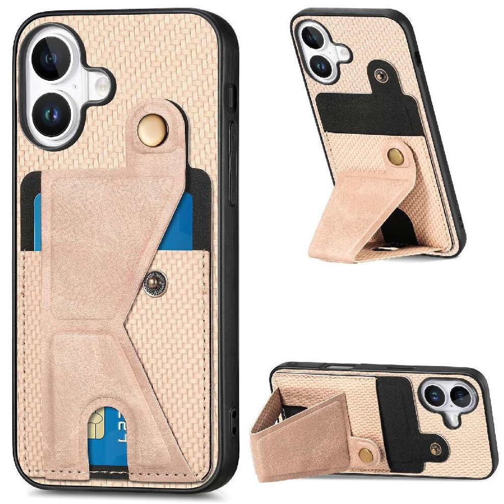 (Creamy ) Case For Iphone 16 Plus Magnetic Design Stand Function Cardholder Bracket White 764563743353