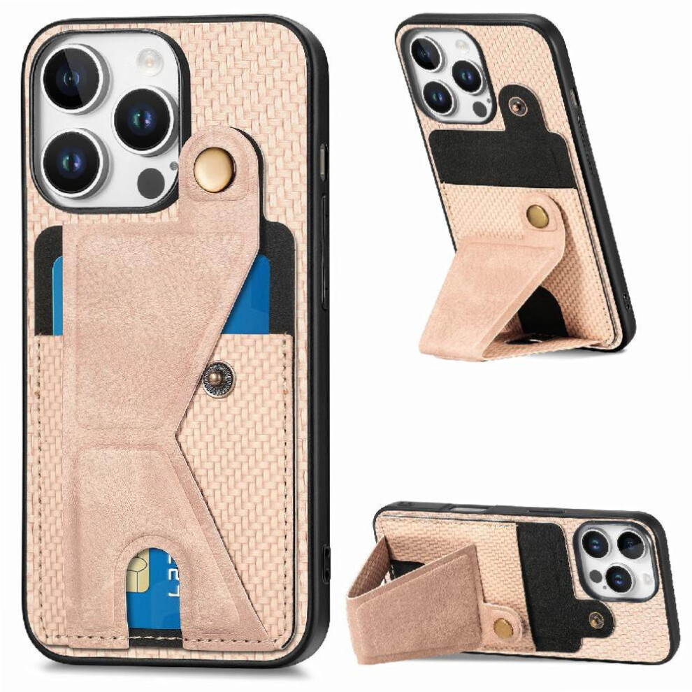 (Creamy ) Case For Iphone 16 Pro Cardholder Bracket Magnetic Design Stand Function White 764563743520