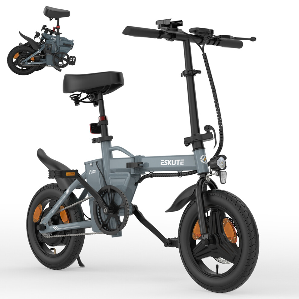 ESKUTE F100 Folding Electric Bike, 250W Motor, 9AH Battery, Grey-image-OPC-PHQKTCM-NEW