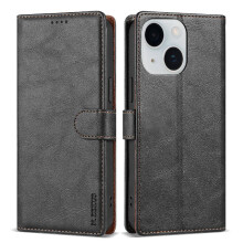 (Black) Flip Case for iphone 13 Mini/iphone 14 Mini Anti Slip Side Pocket Double Layer Protection Magnetic Closure Card Slots