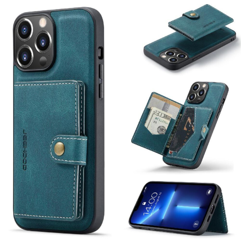 (Blue) Case For Iphone 13 Pro Magsafe Cardholder Stand Detachable Magnetic Design Blue 764563743919