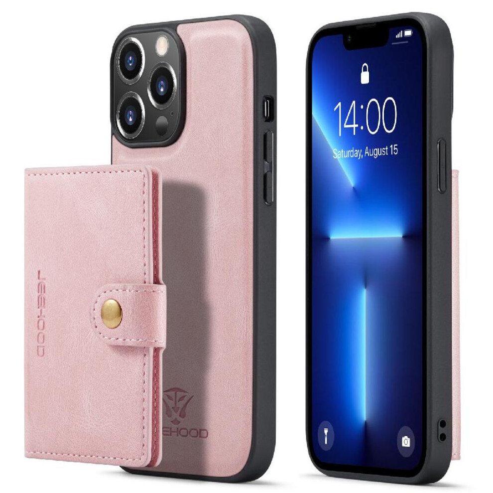 (Pink) Case For Iphone 13 Pro Magsafe Cardholder Stand Detachable Magnetic Design Pink 764563743926