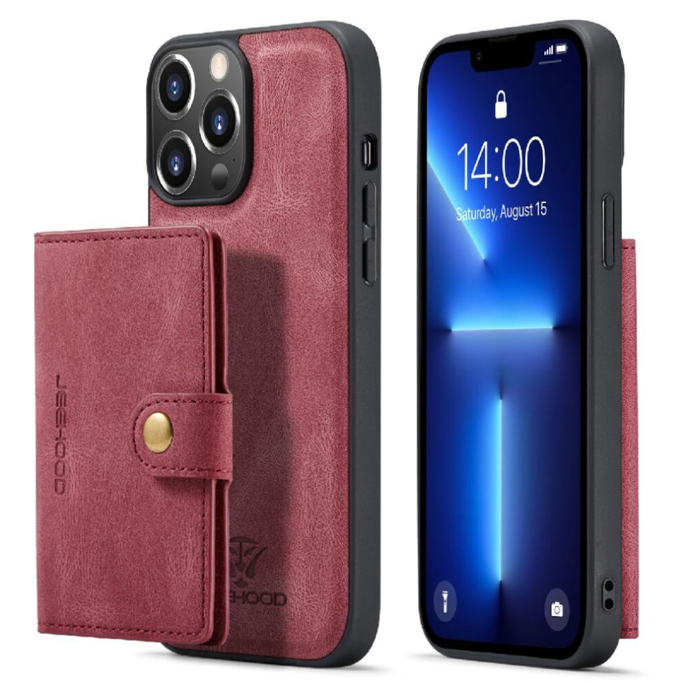 (Red) Case For Iphone 13 Pro Magsafe Cardholder Stand Detachable Magnetic Design Red 764563743902