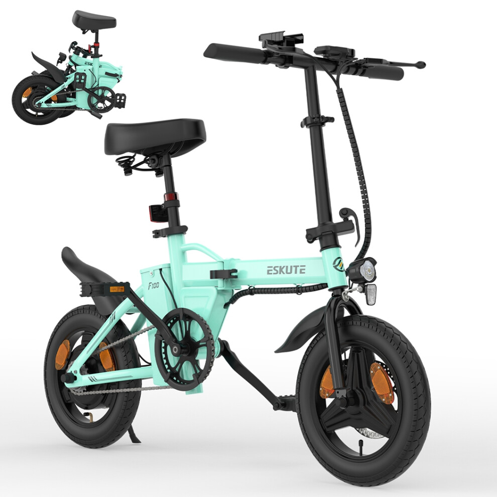 ESKUTE F100 Folding Electric Bike, 250W Motor, 9AH Battery, Blue-image-OPC-PHQKVXH-NEW