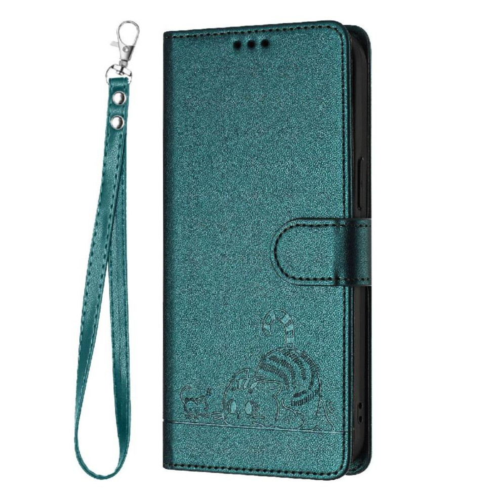 (Bottle ) Case For Iphone 13 Wallet Flip Cover Cat Rfid Card Slot Holder Kickstand Green 764563745692