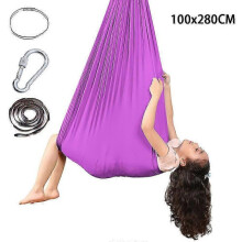 (Dark Purple Not Fixed Disk,100x280CM)Snuggle Swing For Kid With Special Needs Adjustable Elastic Cuddle Up Hammock Chairtoy For