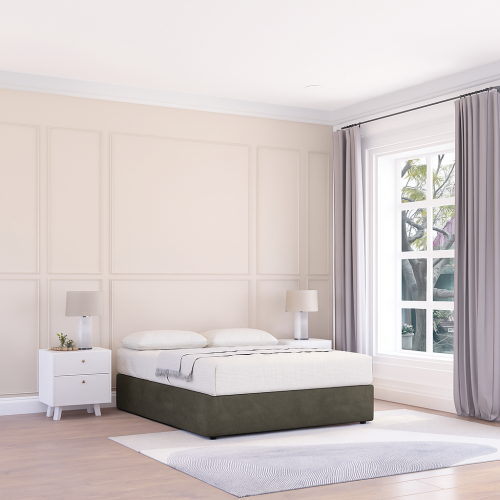 (Single, Light Grey) Texas Dumfries Divan Bed Base ,No Drawers & 26" Struts Headboard 1