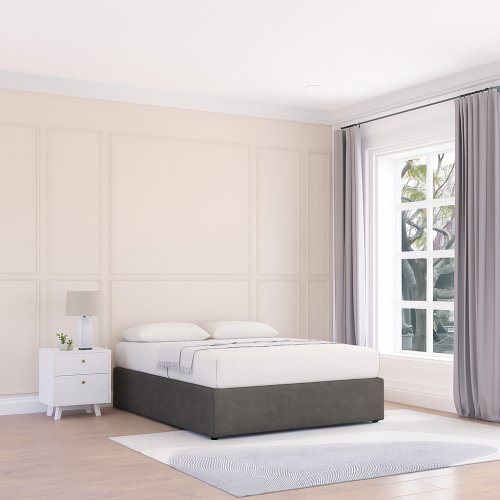 (Single, Grey) Texas Naples Divan Bed Base ,No Drawers & 26" Struts Headboard 1