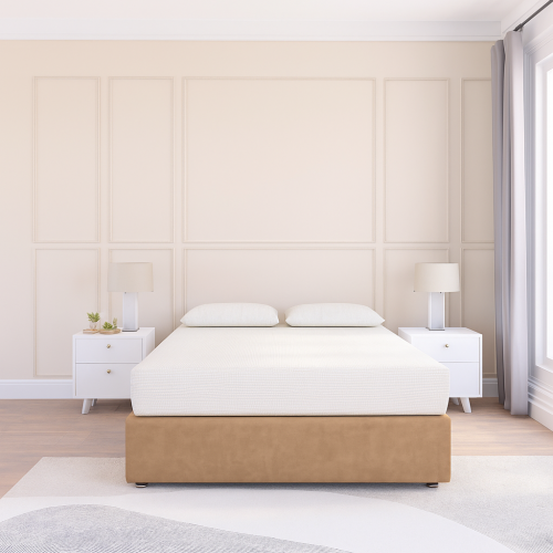 (Double, Light Beige) Texas Naples Divan Bed Base ,2 Drawers & 26" Struts Headboard 2