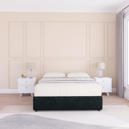 (Single, Black) Texas Naples Divan Bed Base ,2 Drawers & 26" Struts Headboard 2
