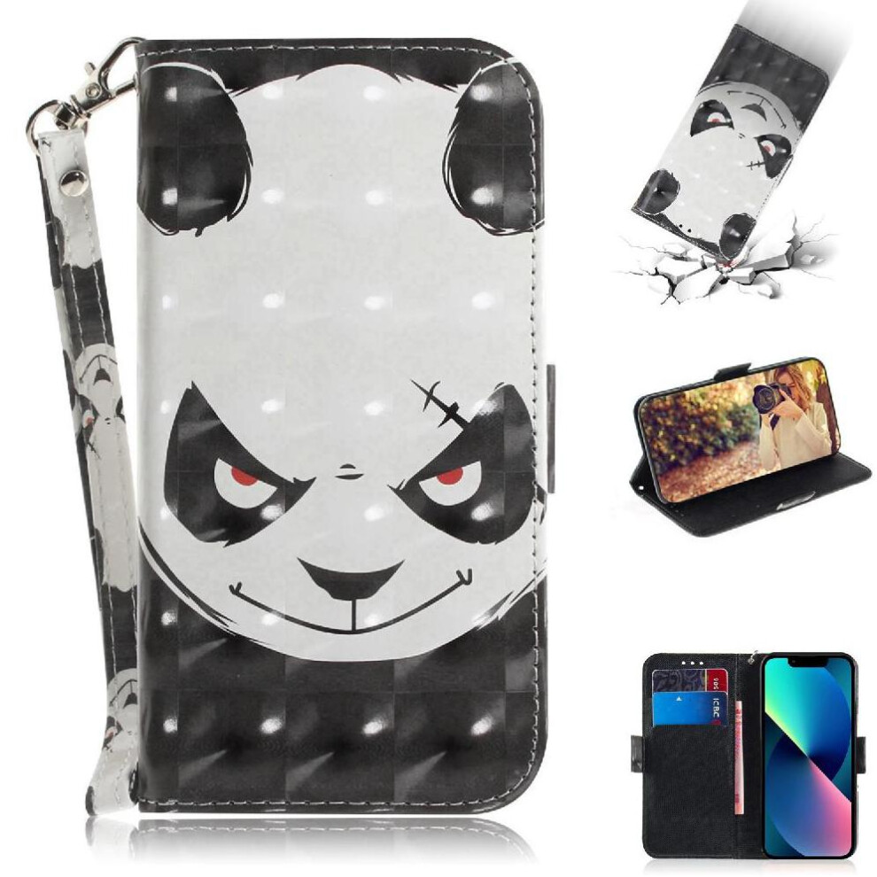 (C1 ) 3D Painted Protective Case For Iphone 13 Card Slots Wallet Magnetic Closure Pu Leather Lanyard 764563748730
