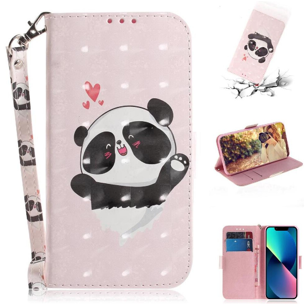 (C7 ) 3D Painted Protective Case For Iphone 13 Card Slots Wallet Magnetic Closure Pu Leather Lanyard 764563748792
