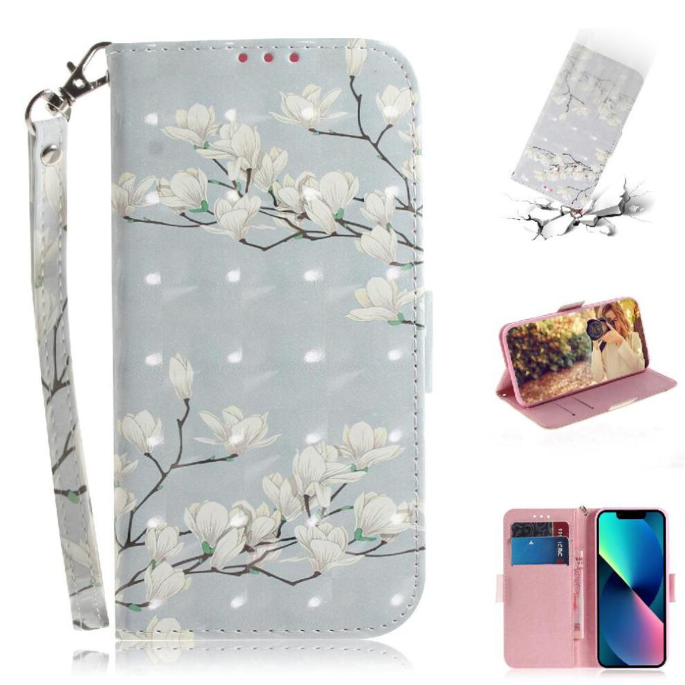 (C8 ) 3D Painted Protective Case For Iphone 13 Card Slots Wallet Magnetic Closure Pu Leather Lanyard 764563748808