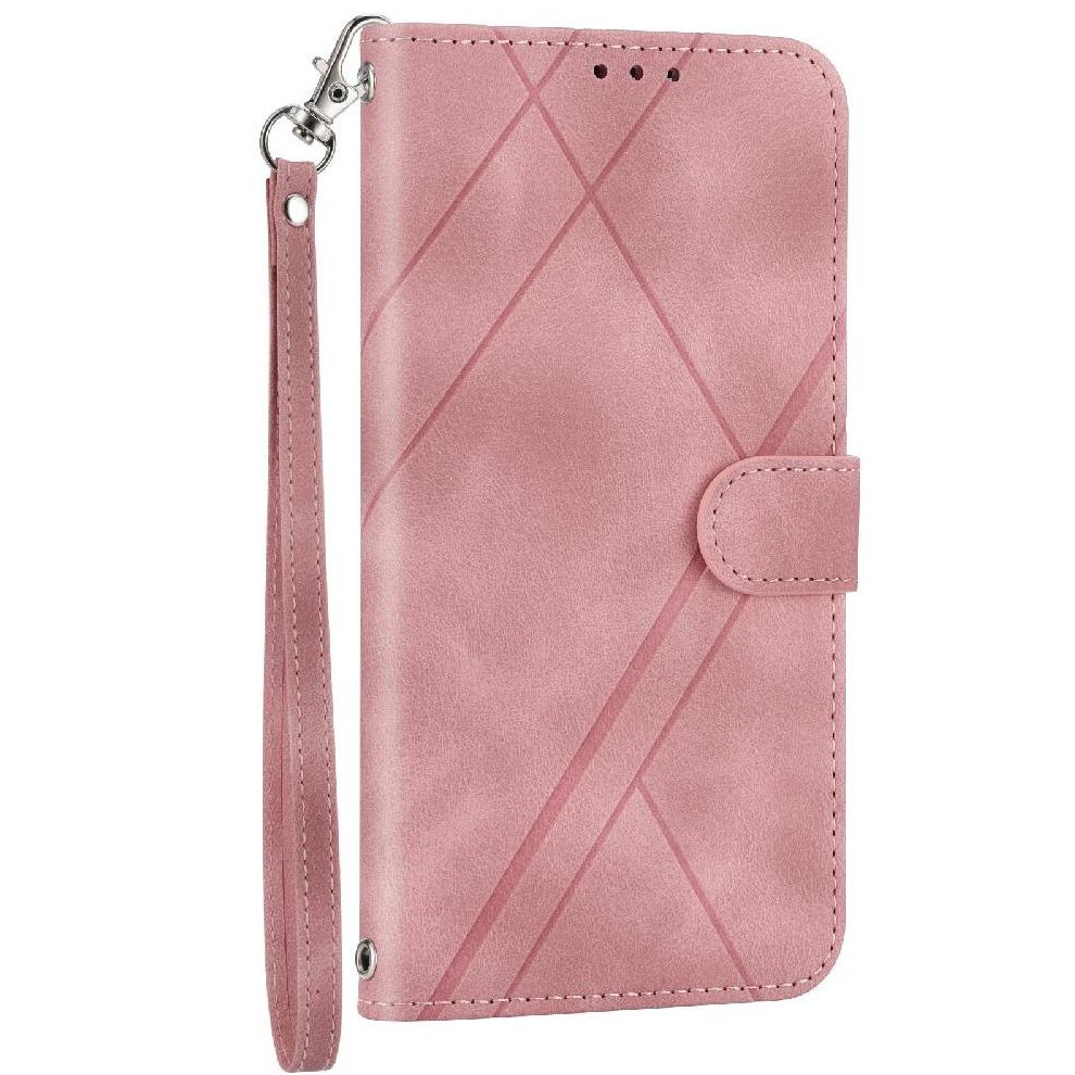 (Pink) Filp Case For Iphone 16 Hand Wallet Pu Leather Cover Kickstand Wrist Strap Credit Card Holder Pink 764563748426