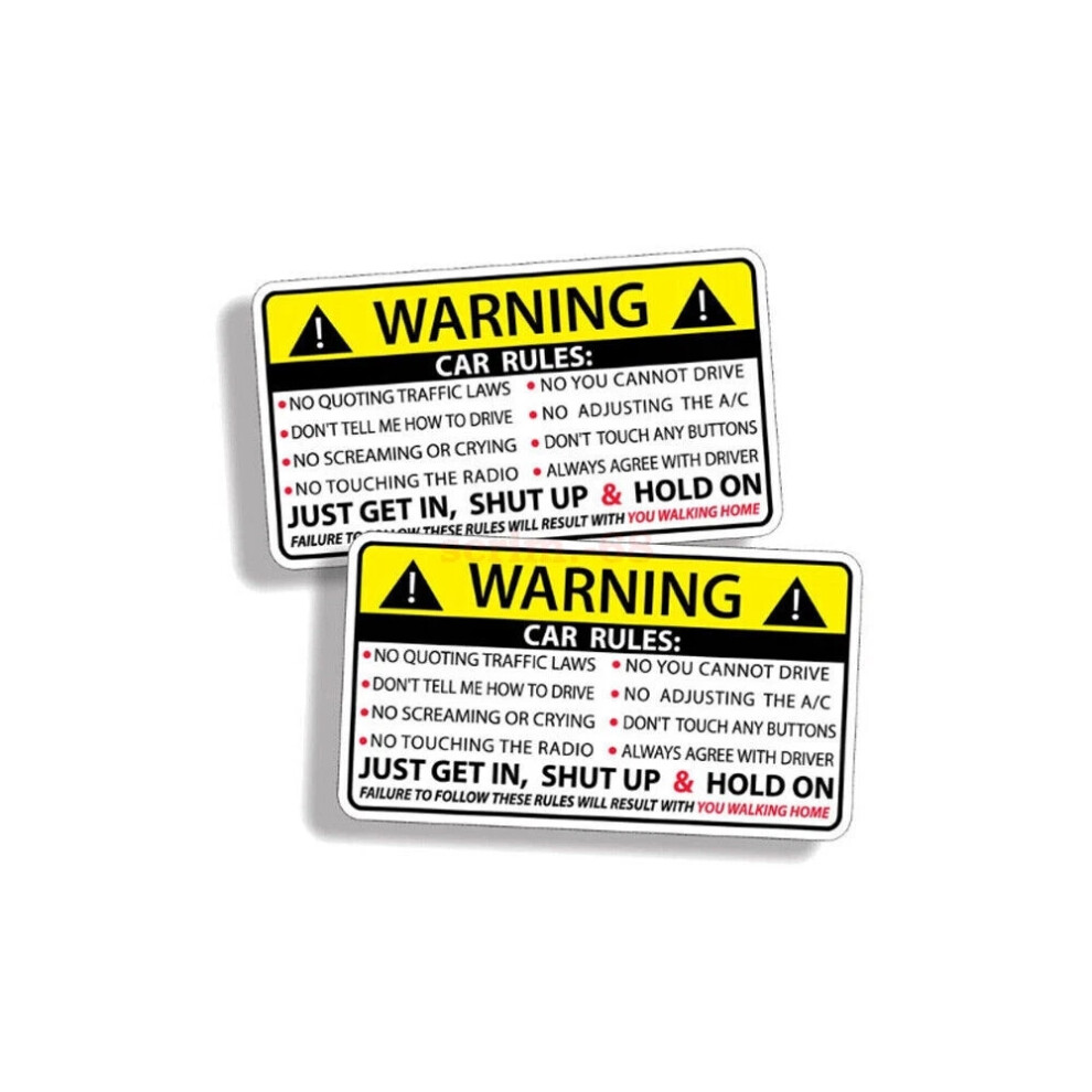 (6Pcs) 2-10X Vehicle Rules Visor Warning Sticker Funny Car For Jdm Truck Humor Hoon 6963793829408