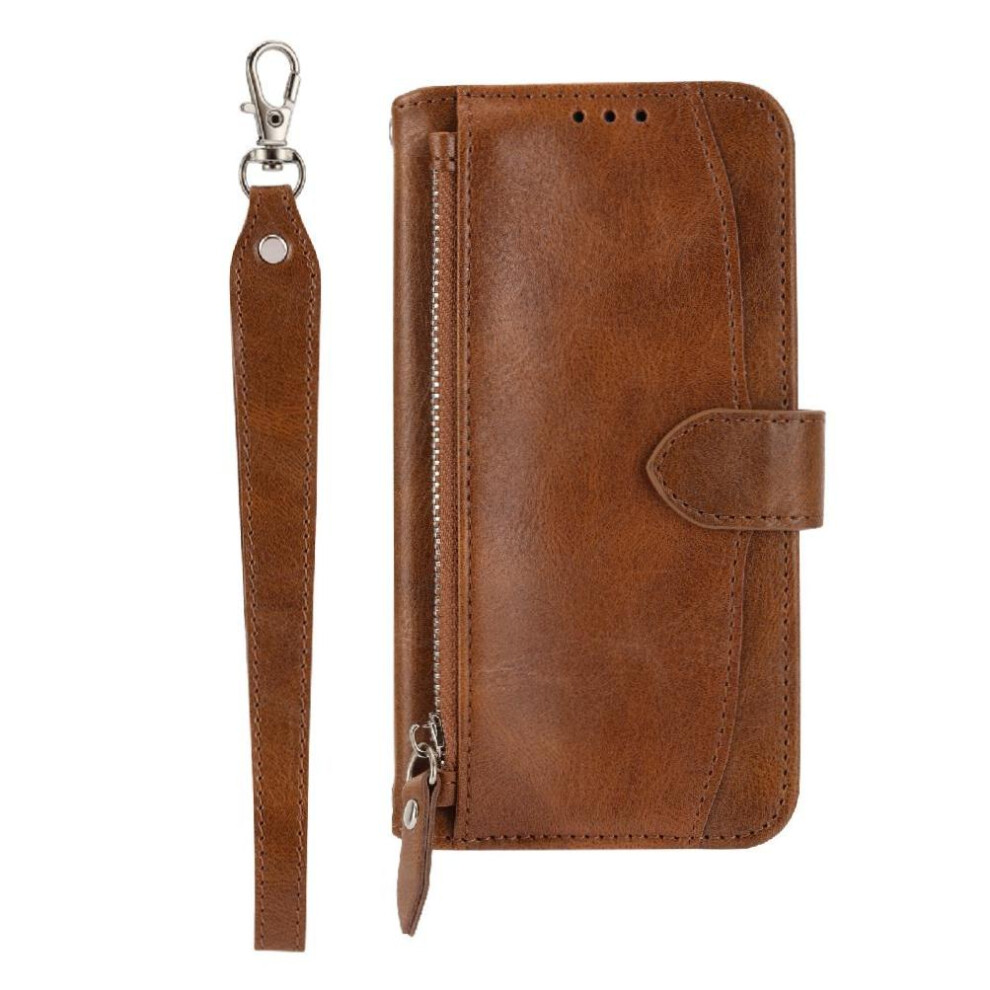 (Brown) Flip Case For Iphone 16 Pro Anti Scratch Magnetic Closure Pu Leather Card Holder Kickstand Brown 764563749171