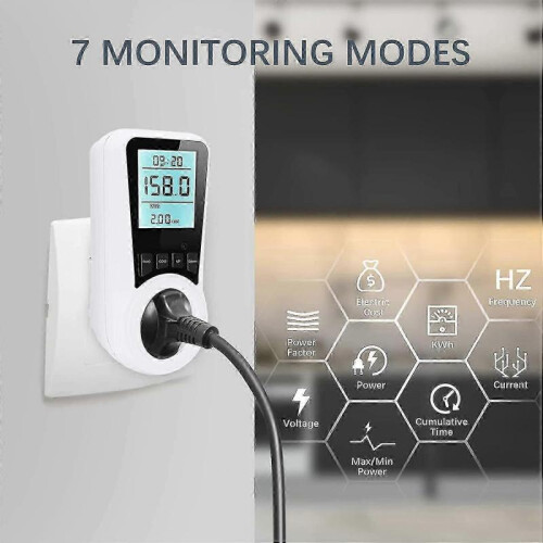 (UK PLUG) Electricity Meter For Socket Electricity Meter, Energy Cost Meter, Electricity Consumption Meter With Lcd Backlight 1