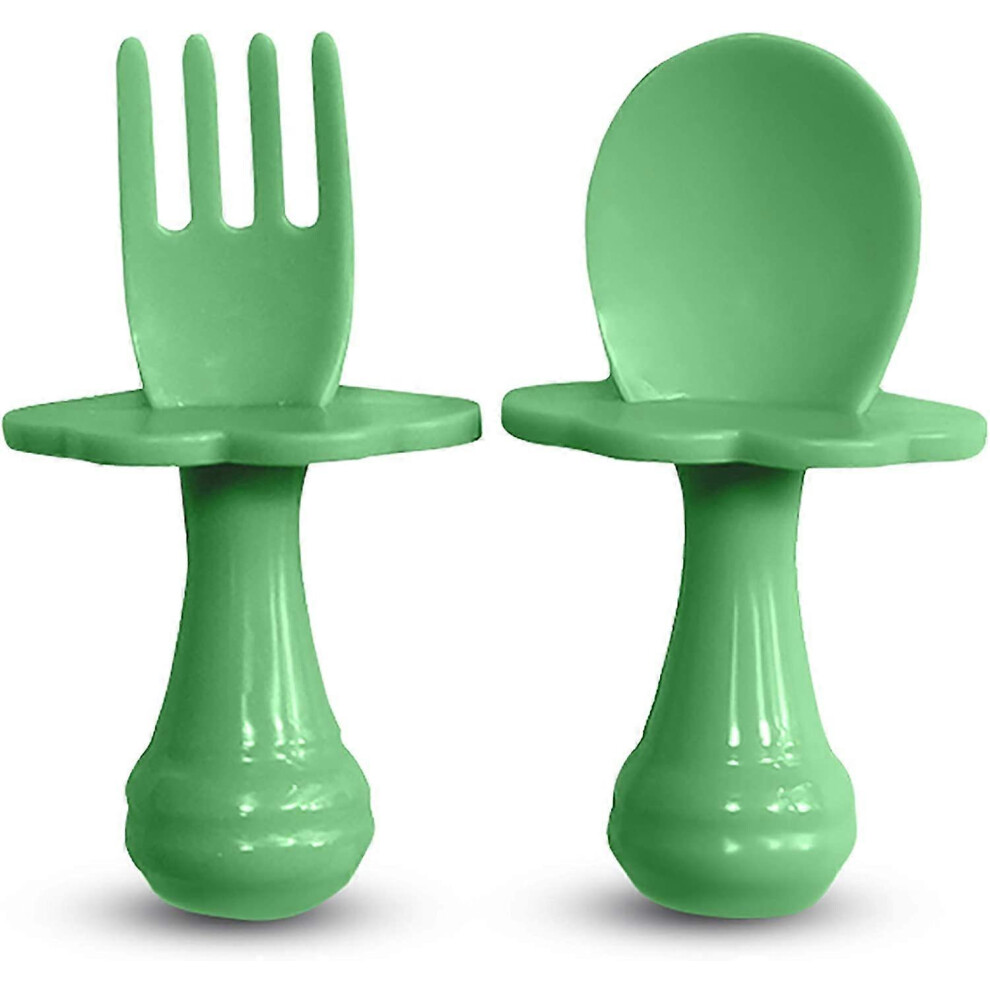 (As show, One size) Cutlery Set to Encourage Your Baby to Eat Independently, BPA Free (Pack of 3, Green)