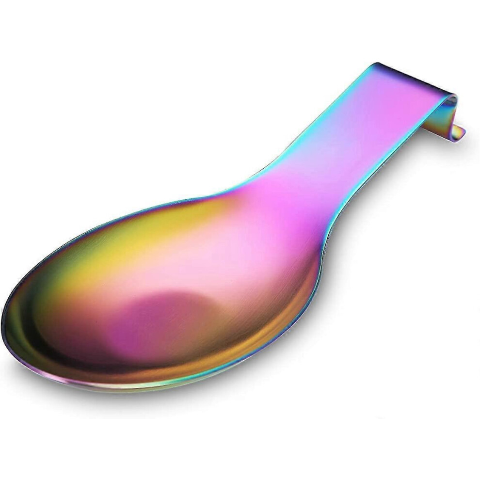 (As show, One size) Matte Rainbow Spoon Rest, Stainless Steel Spoon Holder for Stove, Kitchen Utensil Holder for Ladles, Tongs, Spatula, Spoon Holder for Stove (1PC-9.8 I