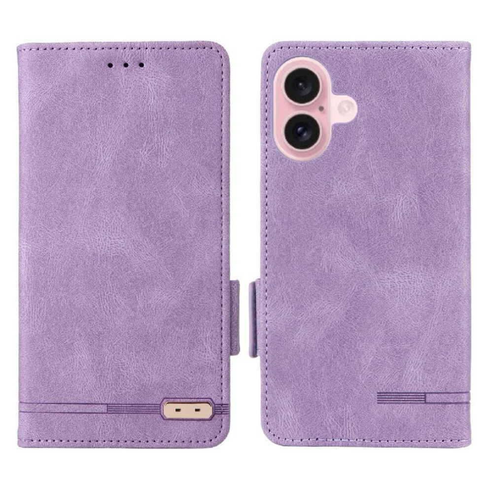(Purple) Flip Case For Iphone 16 Plus Cover Magnetic Wallet Kickstand Card Holder With Buckle Purple 764563750900