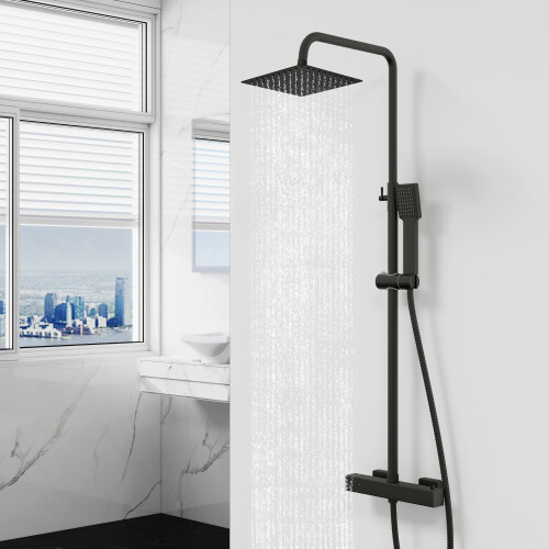 AICA Bathroom Thermostatic Exposed 8-inch Twin-Head Square Shower Set