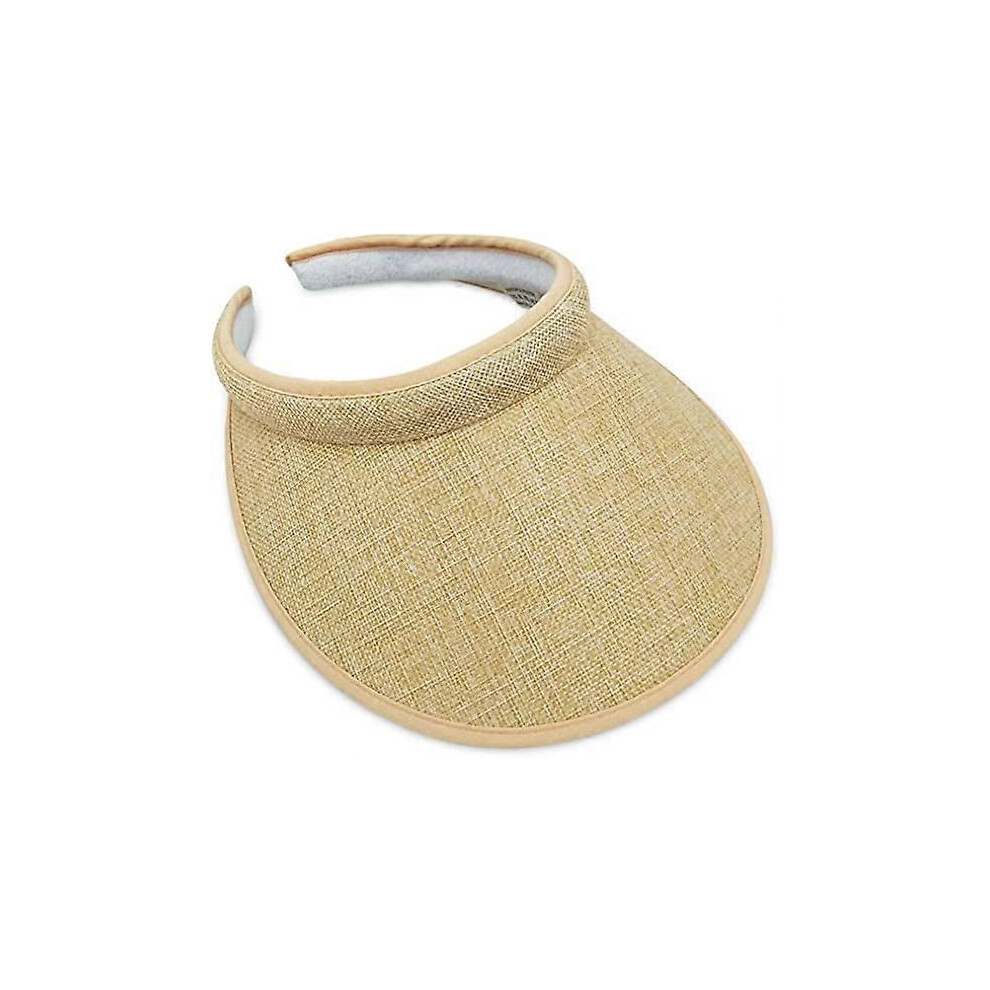 (As show, One size) Beige Retro Women Visor Hat Outdoor Anti-UV Cycling Cap Sun Hat Travel Beach Visor Hat Empty