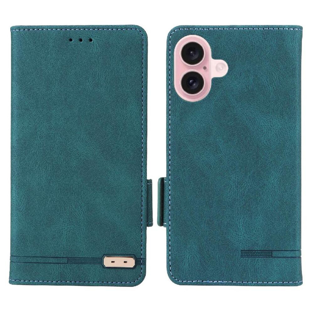 (Green) Flip Case For Iphone 16 Cover With Buckle Card Holder Magnetic Wallet Kickstand Green 764563750924