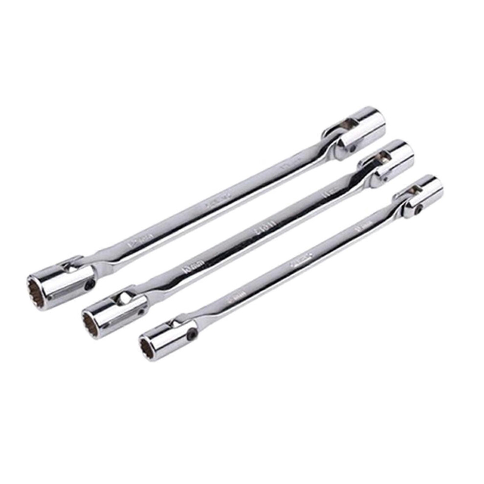 (As Show, One Size) 3X 180 Degreerotation Metric Double Ended 12 Point Swivel Head Flexible Socket Wrench Spanner Set For Mechanical Repair 8052607424668
