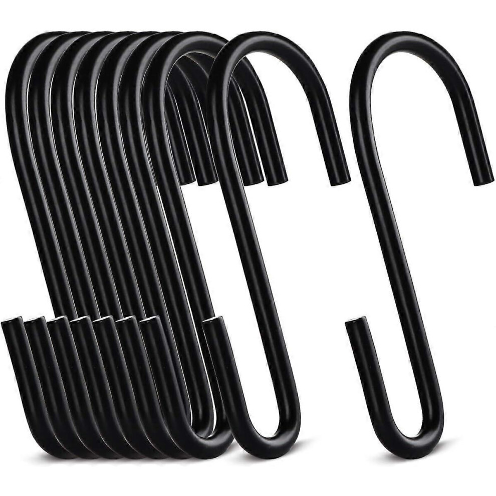(As show, One size) 20 S Hooks 9cm Stainless Steel S Shape Metal Hooks, Multifunctional S Hooks for Hanging for Kitchen, Bathroom, Bedroom and Office, Matte Black