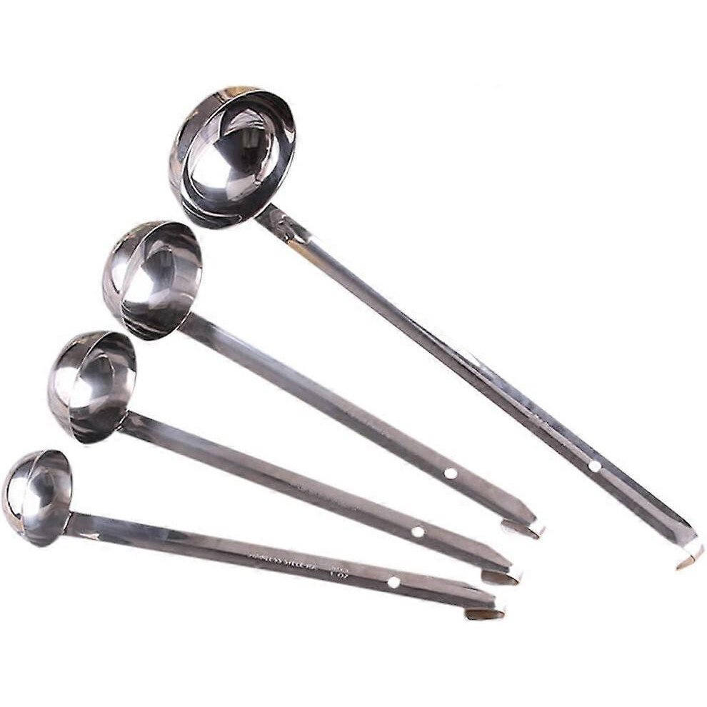 (As show, One size) Stainless Steel Soup Ladles, Small Sauce Spoon, Small Basting Spoon, Professional Ladle with Hook, Kitchen Utensils with Long Handles - 4 Pieces