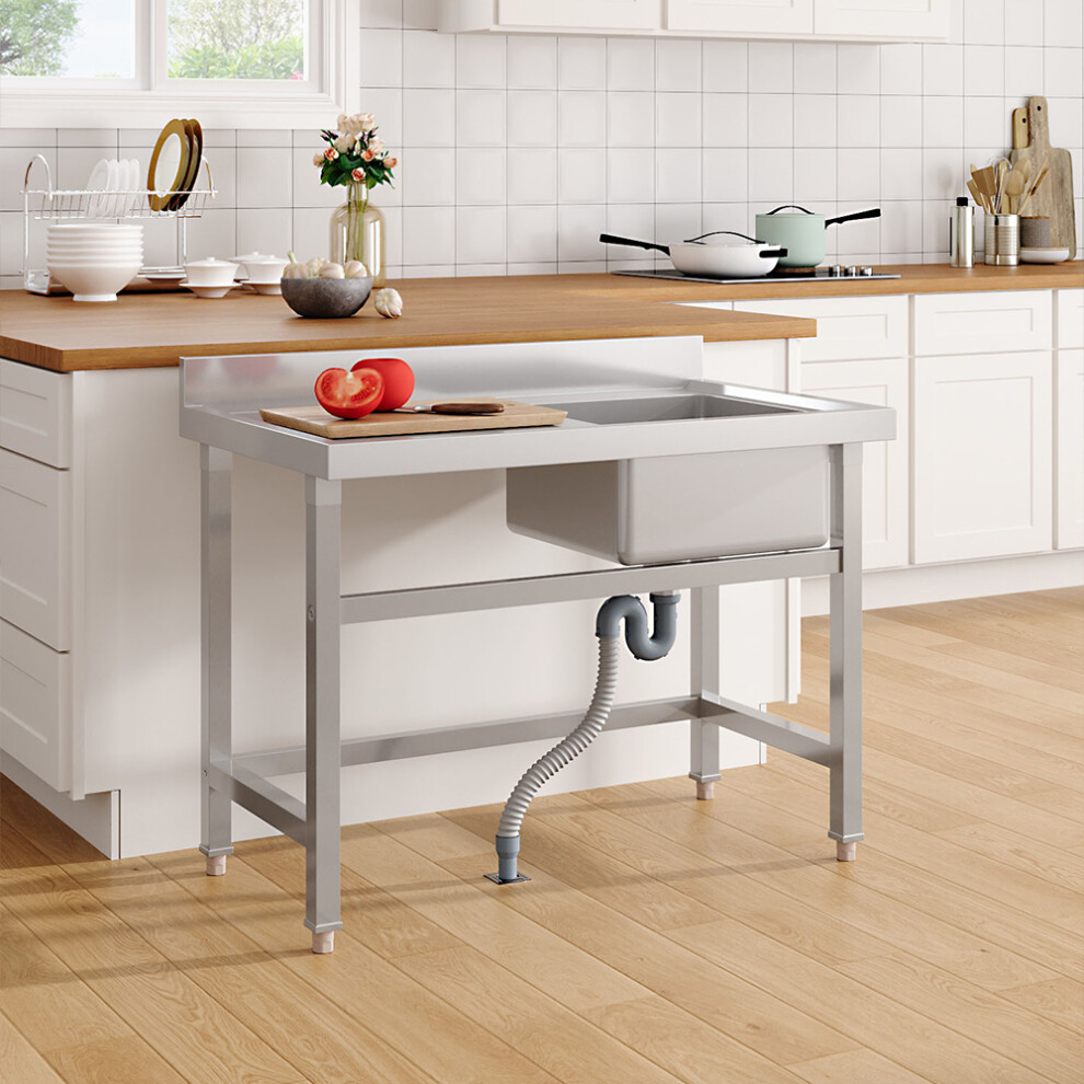 Stainless Steel 1-Compartment Commercial Sink with Left-Hand Platform