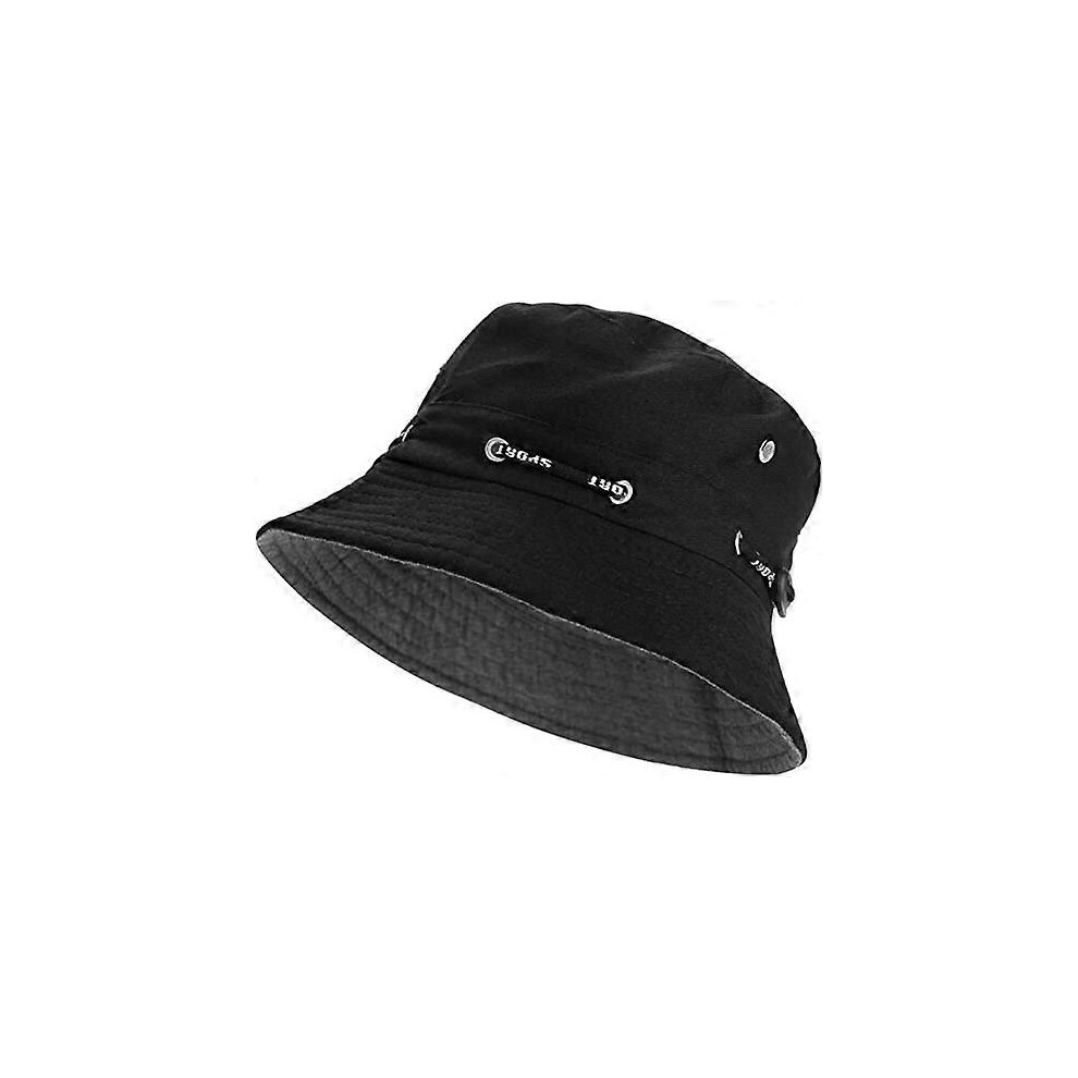 (As show, One size) Bucket Hat, Wide Brim Fisherman Hat Sun Hat with Chin Strap Side Snaps and Air Vents for Men Women Hiking Camping Travel