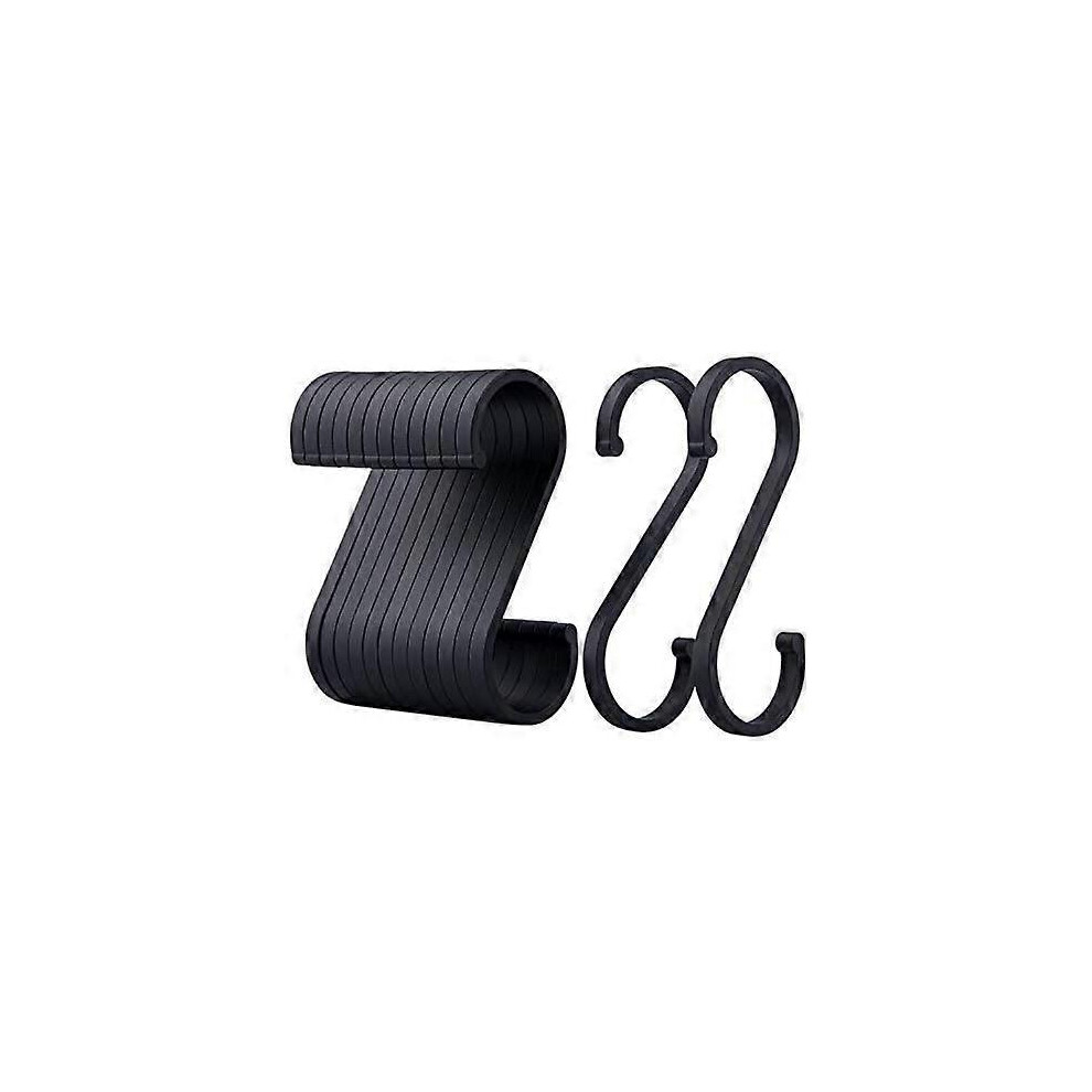 (As show, One size) S Hooks, Set of 12 Aluminum Hanging S Hooks, Matte Finish Butcher Hook for Kitchen, Bedroom, Bathroom, Office and Garden (Matte Black)