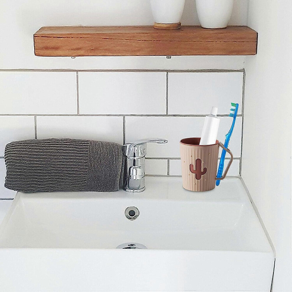 (As show, One size) Toothbrush Cup, Reusable Bathroom Tumbler with Split Handle, Cactus Look Large Capacity Reusable Unbreakable Toothbrush Cup Bathro
