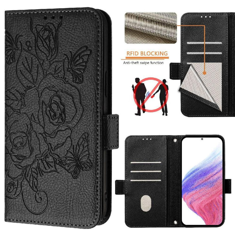 (Black) Case For Iphone 13 Pro With Credit Card Slot Magnetic Wallet Pu Leather Black 764563751594