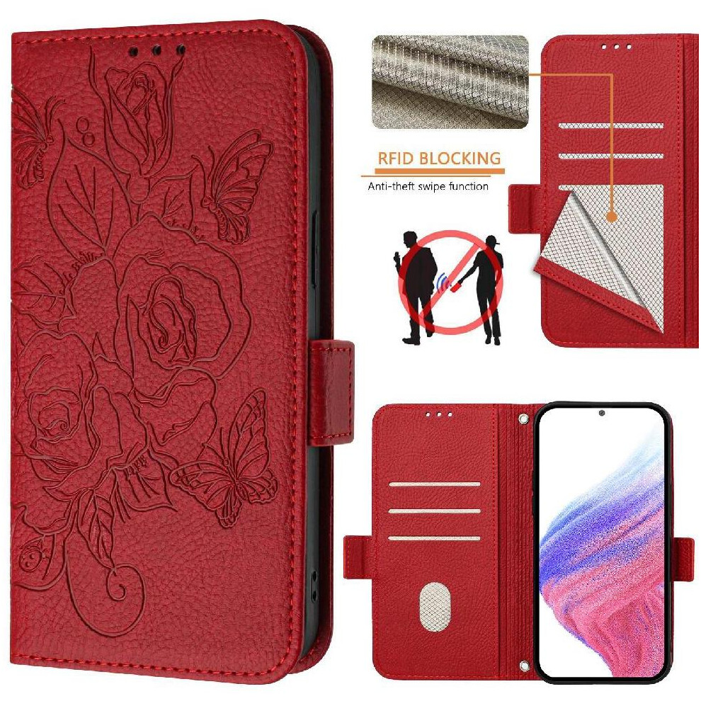 (Red) Case For Iphone 13 Mini With Credit Card Slot Pu Leather Magnetic Wallet Red 764563751617
