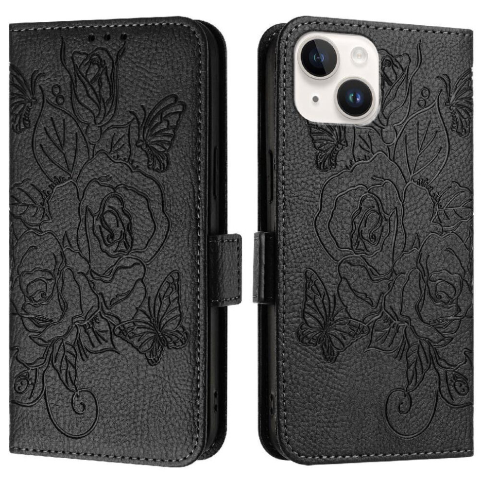 (Black) Case For Iphone 13 Pu Leather Magnetic Wallet With Credit Card Slot Black 764563751716