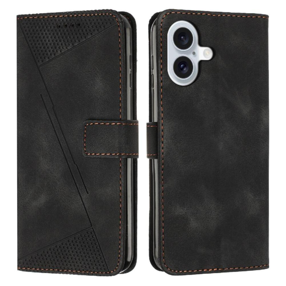 (Black) Flip Case For Iphone 16 Card Insertion Kickstand Wallet Pu Leather Black 764563752379