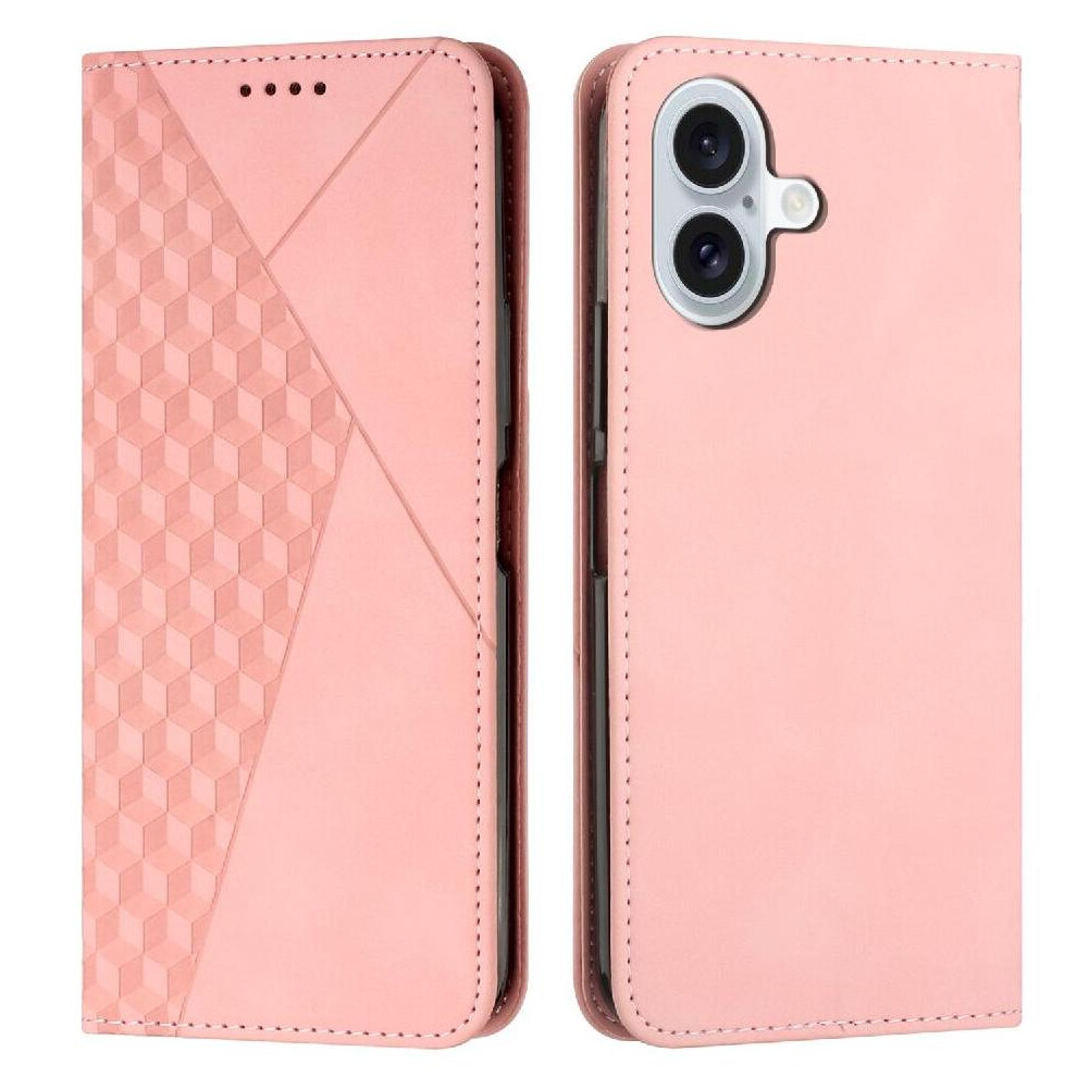 (Pink) Flip Case For Iphone 16 Kickstand Card Insertion Pu Leather Wallet Pink 764563752454