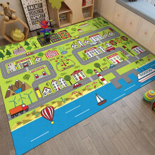 (100 x 120 cm (Rectangular), Green) Kids Play Rug 120x160 cm Large Size Kids Rug for Playroom Non Slip Washable Children Car Road Mat Educational Learning Area rug Play Carpet,Khaki