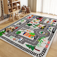 (200 x 300 cm (Rectangular), Grey) Kids Play Rug 120x160 cm Large Size Kids Rug for Playroom Non Slip Washable Children Car Road Mat Educational Learning Area rug Play Carpet,Khaki