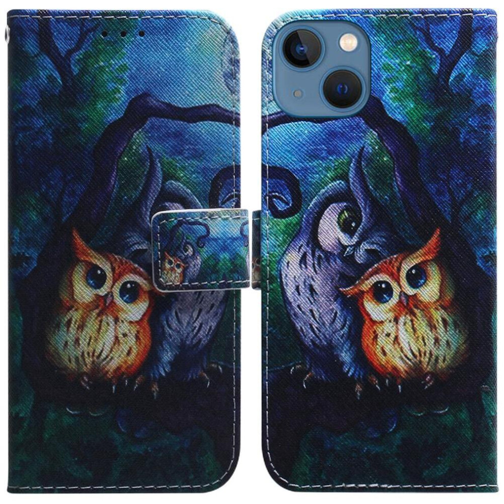 (C2) Flip Case For Iphone 13 Wallet Magnetic Closure Pu Leather Card Slots Painted 764563754885
