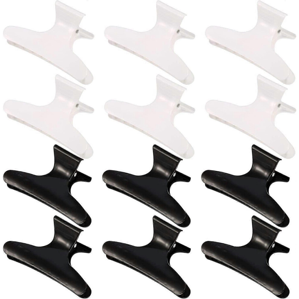 (As show, One size) 12 Pieces Hairdresser Clip Butterfly Claw Hair Claw Butterfly Claw Barrettes Black and White Clip Barrette