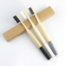 (As show, One size) Low Carbon Wooden Bamboo Toothbrush Hotel Guesthouse Disposable Cylindrical Color Paint Soft Bristle Toothbrush