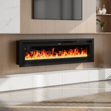 50 Inch Electric Fireplace with Remote, 12 Vibrant Flame Colours, Adjustable Heating Modes, and Safety Features