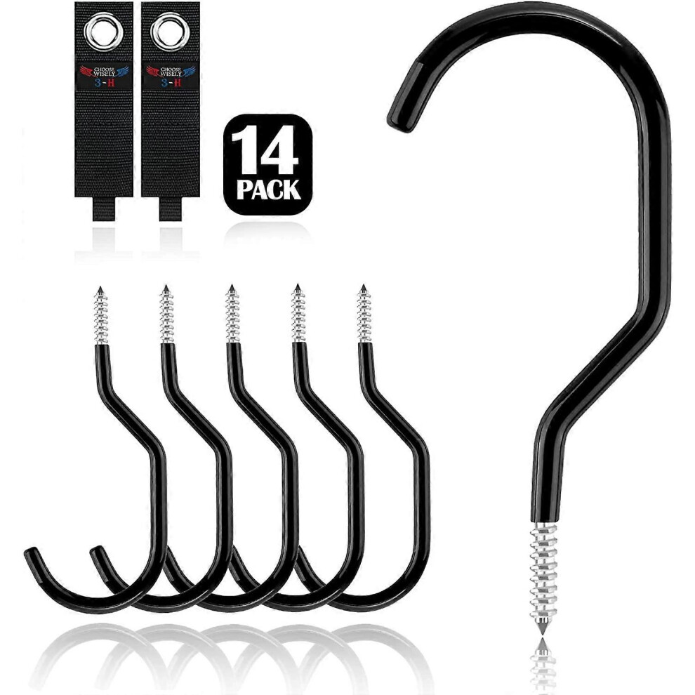 New (As Show, One Size) 12 Pieces Bike Rack, Wall Mounted Bike Rack, Bike Garage Hook With 2 Bike Ladder Storage Straps (Black) Black