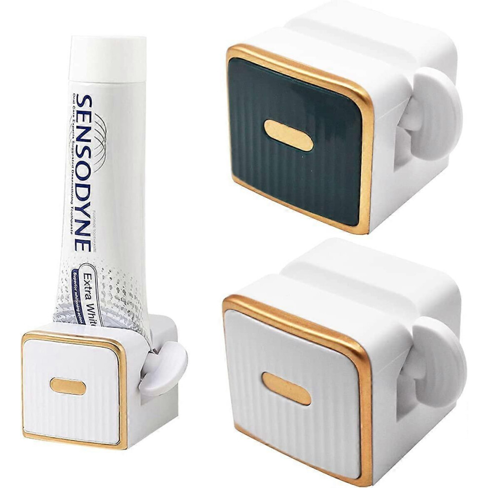 (As show, One size) Toothpaste Squeezer,2 Pieces Rolling Tube Toothpaste Swivel Toothpaste Dispenser for Bathroom Rolling Tube Toothpaste Squeezer Seat Holder Swivel